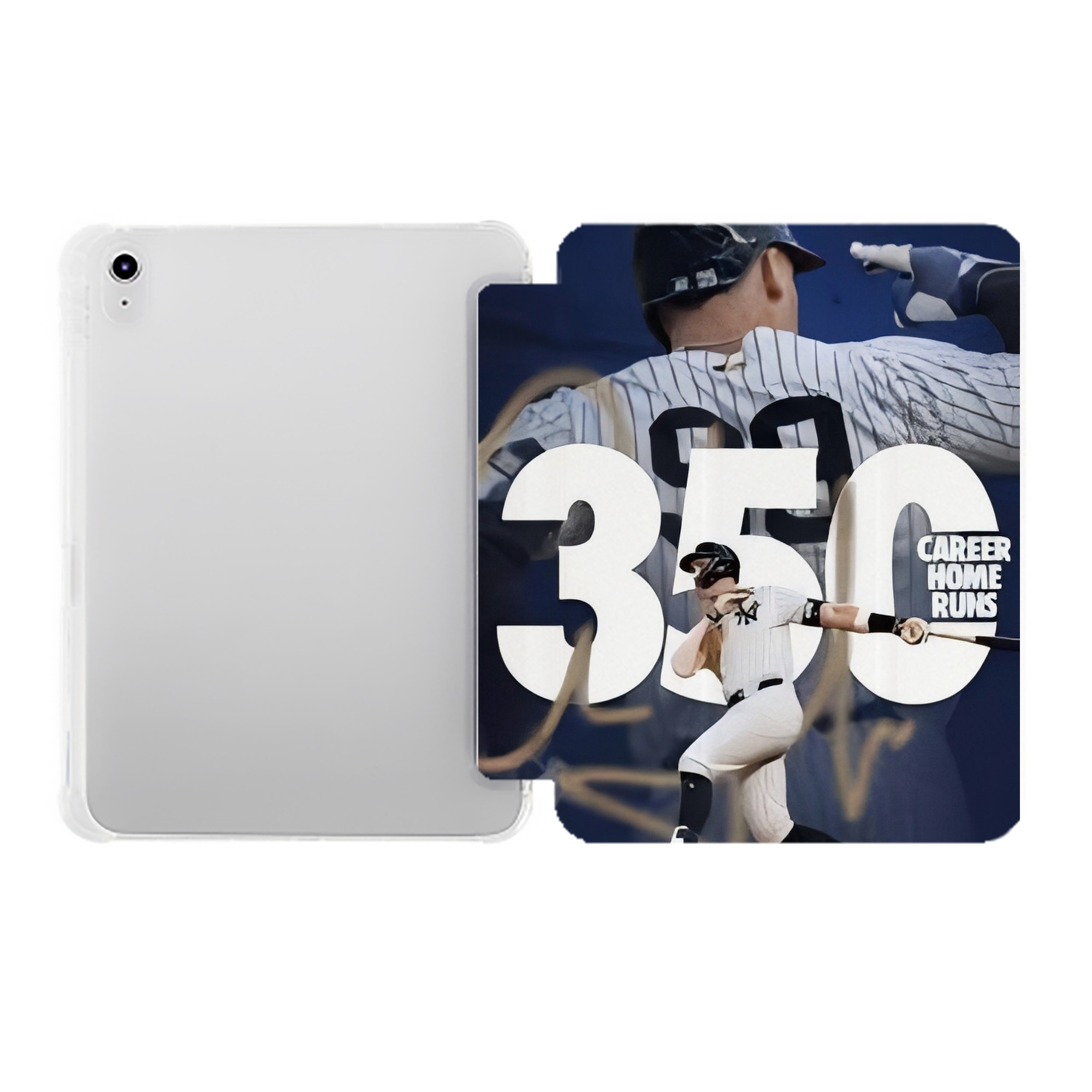 Aaron Judge's 350th Career Home Runs Premium Tri-Fold PU Leather & Silicone IPad Case With Pencil Slot – Fits 9.5,10.5,10.9 – Adjustable Stand, Slim, Protective